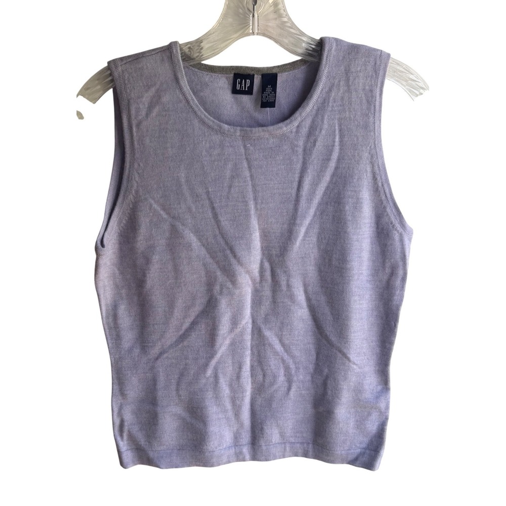 Gap NWT Vintage 2004 Women's 100% Wool Lilac Sleeveless Knit Minimalist Sweater